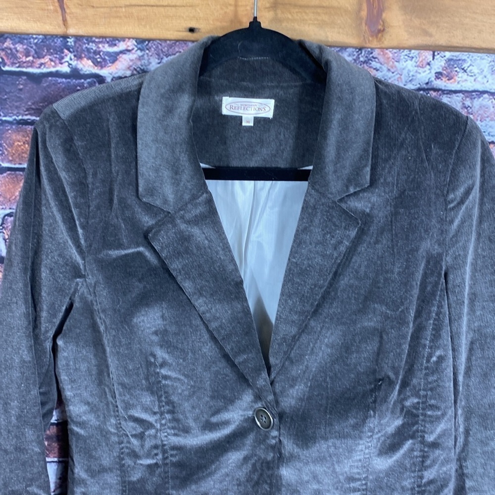 Northern Reflections Grey Corduroy Classic Button Up Blazer Jacket Size M - Picture 5 of 15